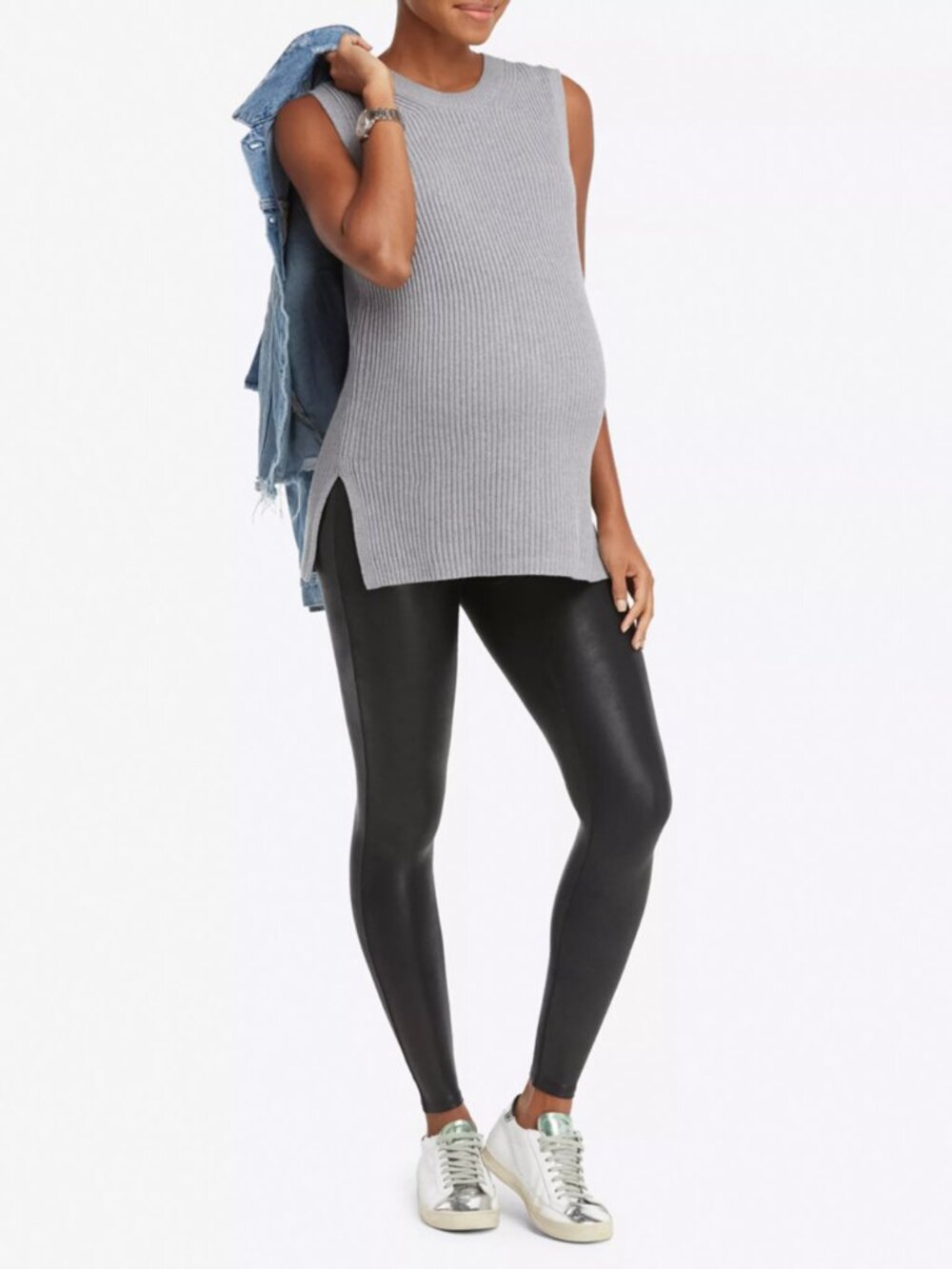 NWT SPANX Maternity Mama faux-leather leggings XS